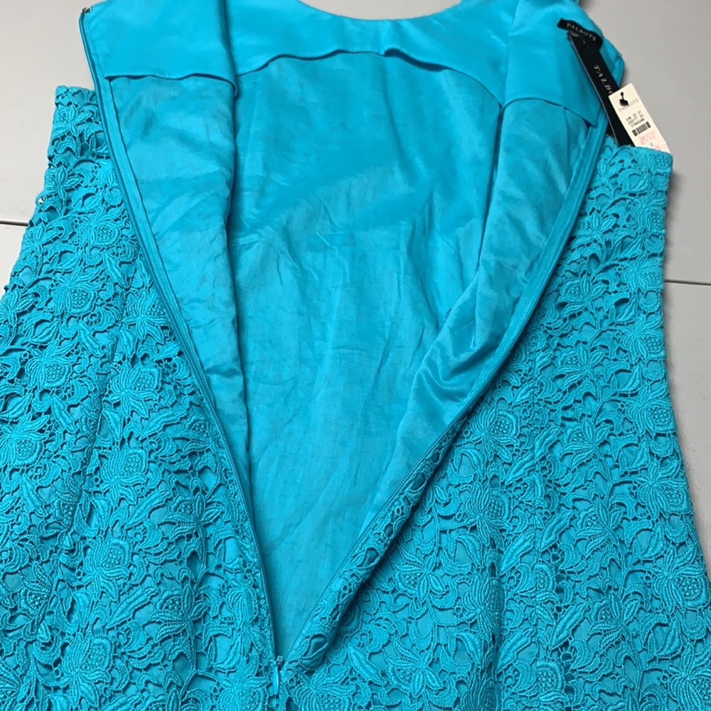 Talbots eyelet sleeveless dress. Aqua blue - Picture 8 of 10